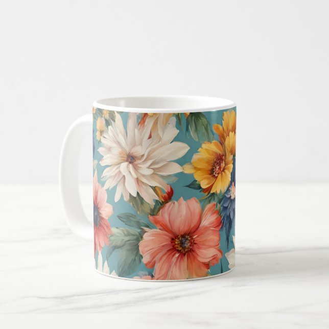 Fantastisk Elegant Gentle sommarblommor Kaffemugg (Framsida vänster)