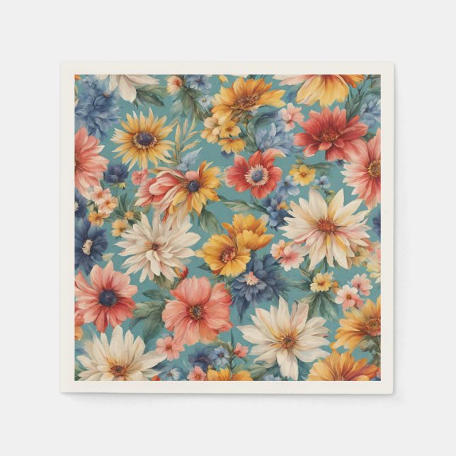 Fantastisk Elegant Gentle sommarblommor Pappersservett (Framsidan)