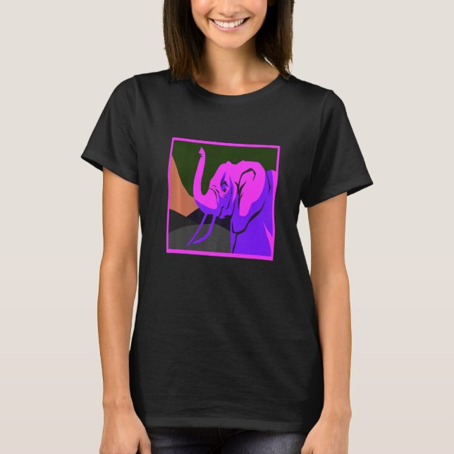 Fantastisk Elephant Vapor Wave Design Present T Shirt (Framsida)