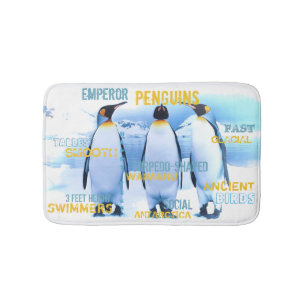 Fantastisk Emperor Penguins Typografi Art Badrumsmatta