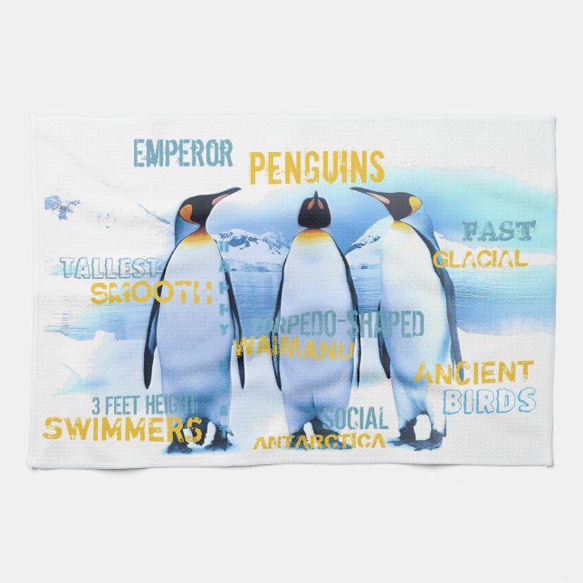 Fantastisk Emperor Penguins Typography Art Kökshandduk (Horisontell)
