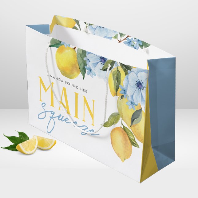 Fantastisk Fann Hennes Huvudsakliga Vattenfärg Cit (Stunning Found Her Main Squeeze Watercolor Lemon Large Gift Bag)