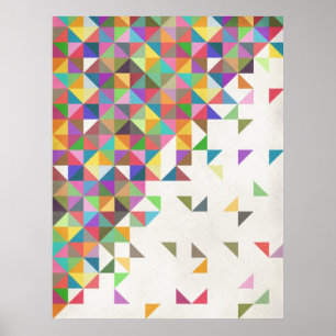 Fantastisk färglöst reflexgeometriskt mönster poster