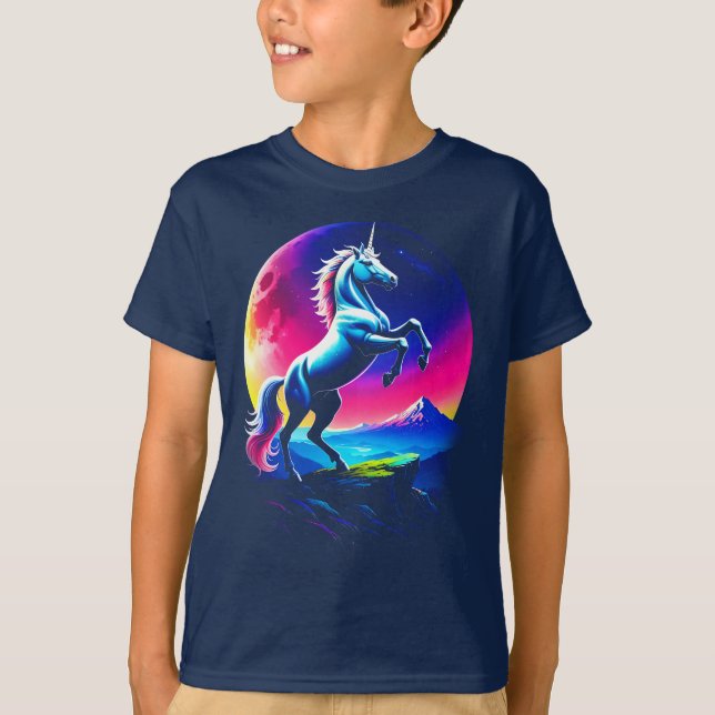 Fantastisk Färgrik Enhörning Vildmarks Pojke T Shirt (Framsida)