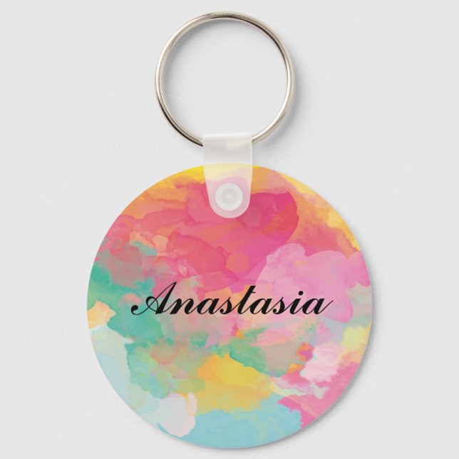 Fantastisk Färgstark med ditt namn Nyckelring (Framsida)