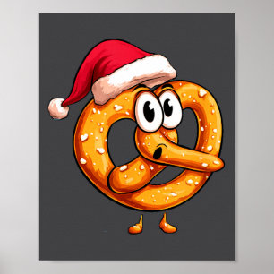 Fantastisk Festlig Pretzel Med Tomtehatt Kostym Poster