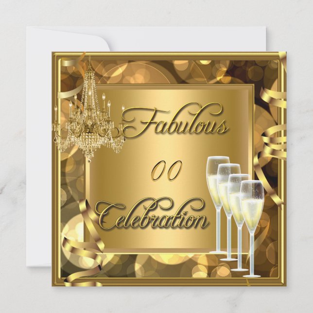 Fantastisk firande i alla åldrar Guldchampagne Inbjudningar (Framsida)