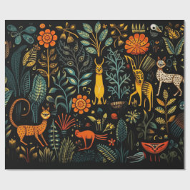Fantastisk flora och fauna i mörk presentpapper