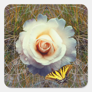 Fantastisk flora Poster Fyrkantigt Klistermärke