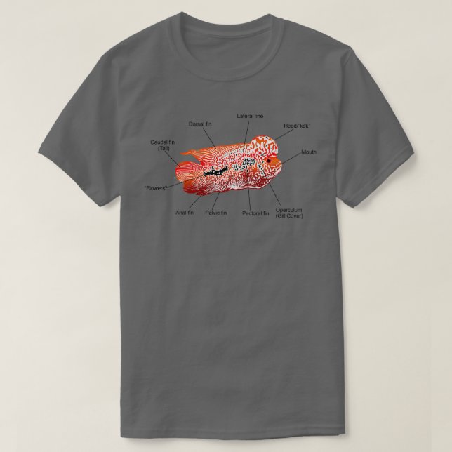 Fantastisk Flowerhorn Anatomy T Shirt (Design framsida)