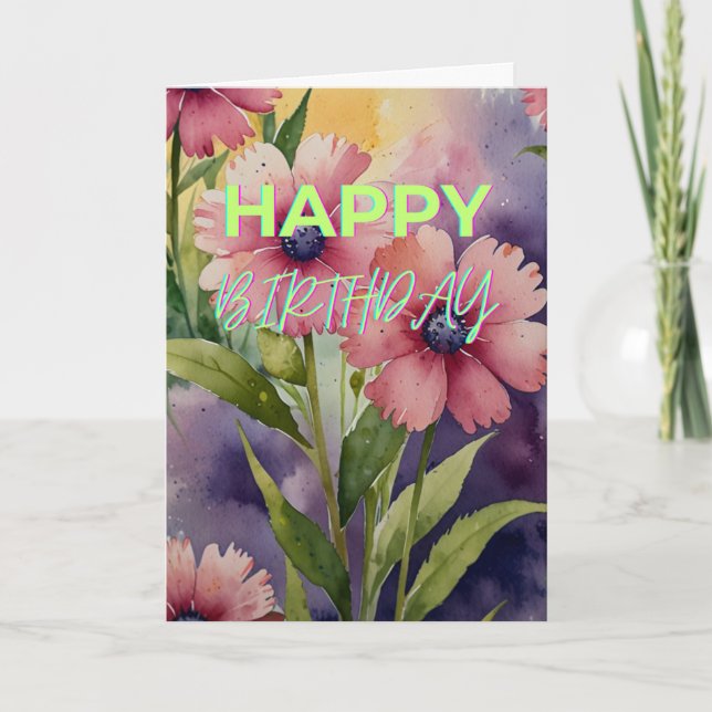 Fantastisk Flowers Grattis på födelsedagen Kort (Framsida)