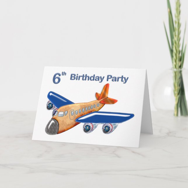 Fantastisk Flygplan 6e födelsedag Kort (Framsida)