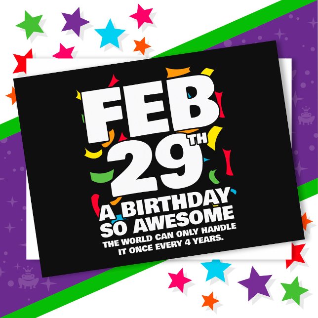 Fantastisk födelsedag skottdag skottår 29 februari vykort (Skapare uppladdad)