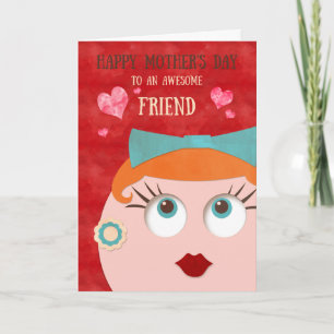 Fantastisk Friend Retro Gal Mors dag för Friend Kort