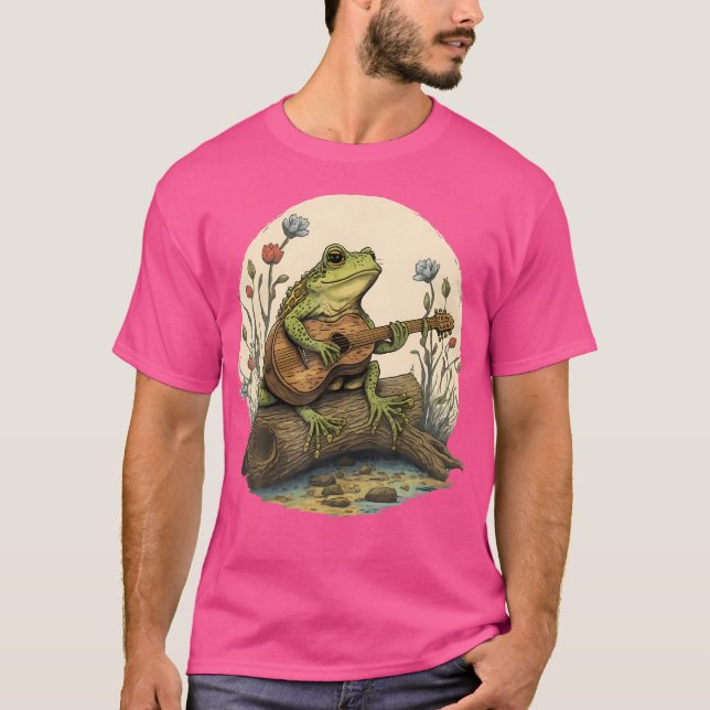 Fantastisk Frog som spelar Guitar Frog spelar Banj T Shirt (Framsida)