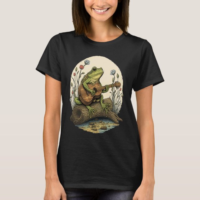Fantastisk Frog som spelar Guitar Frog spelar Banj T Shirt (Framsida)