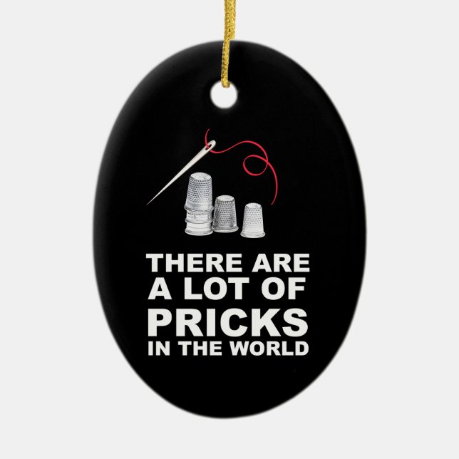 Fantastisk gåva med sytlar Pricks i världen Julgransprydnad Keramik (Framsidan)