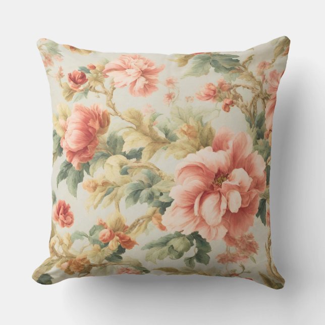 Fantastisk Gentle Exquisite Flowers, Löv. Färgning Kudde (Framsida)