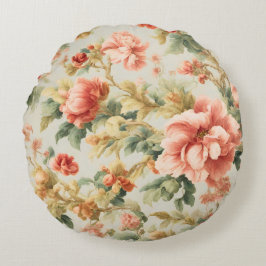 Fantastisk Gentle Exquisite Flowers, Löv. Färgning Rund Kudde