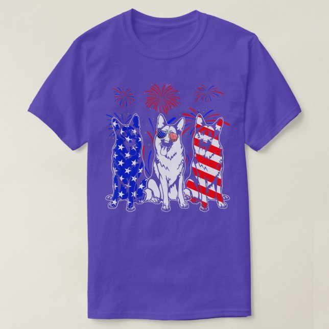 Fantastisk German Shepherd Hund American Flagga 4: T Shirt (Design framsida)