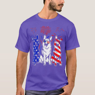 Fantastisk German Shepherd Hund American Flagga 4: T Shirt