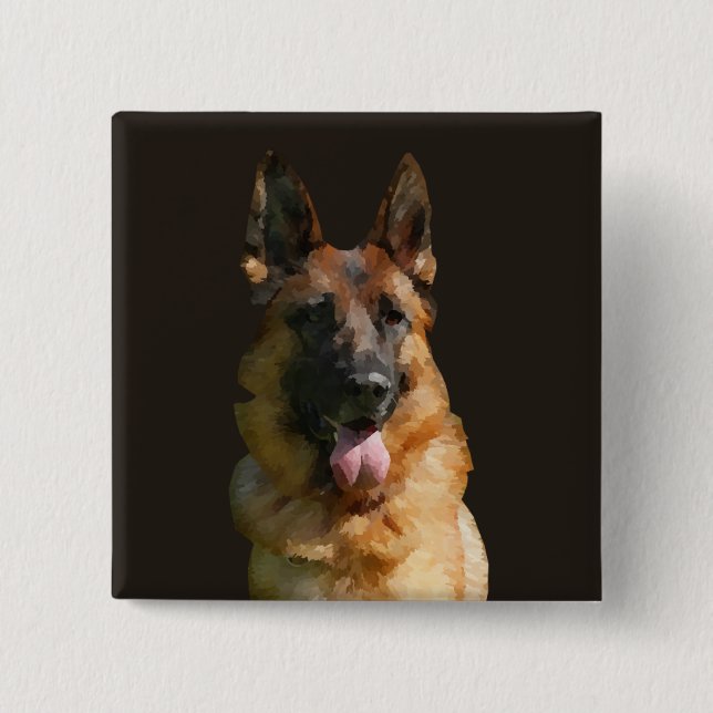 Fantastisk German Shepherd Pin Button Knapp (Framsida)