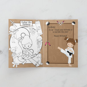 Fantastisk Girls Karate Coloring Page Grattis på f Kort