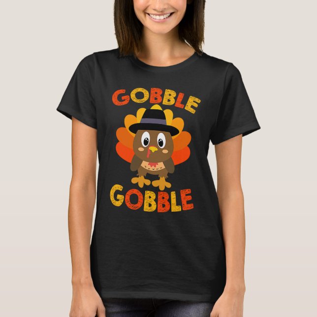Fantastisk Gobble Gobble Funny Turkey Pilgrim Älsk T Shirt (Framsida)