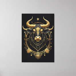 Fantastisk Golden Taurus Zodiac Symbol Canvastryck