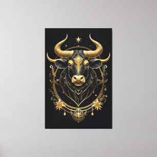 Fantastisk Golden Taurus Zodiac Symbol Canvastryck