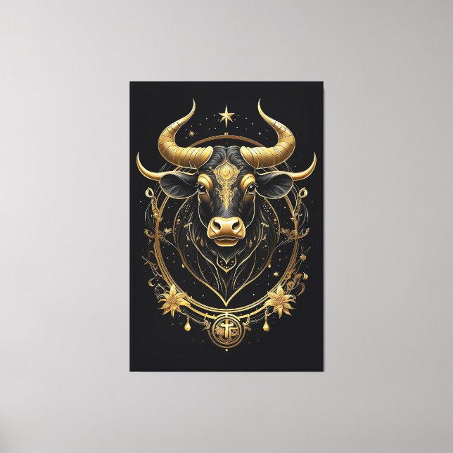Fantastisk Golden Taurus Zodiac Symbol Canvastryck (Framsida)