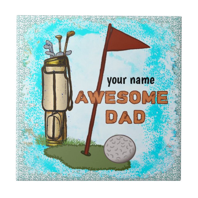 Fantastisk Golf Pappa Kakelplatta (Framsidan)