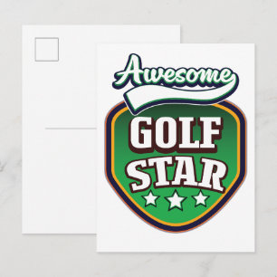Fantastisk Golf Star Meddelande Vykort