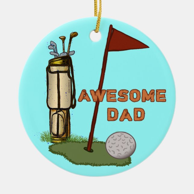 Fantastisk golfpappa-ornament  julgransprydnad keramik (Framsidan)