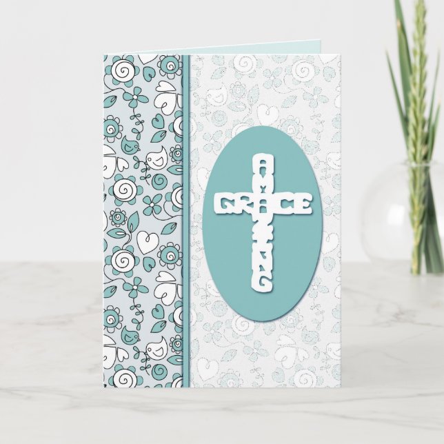 Fantastisk Grace Bluebird Doodles Personlig Helgkort (Framsida)