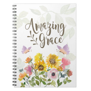 Fantastisk Grace Flowers och Butterflies Christian Anteckningsbok