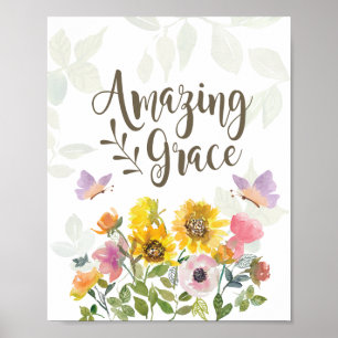 Fantastisk Grace Flowers och Butterflies Christian Poster