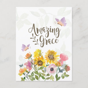 Fantastisk Grace Flowers och Butterflies Christian Vykort