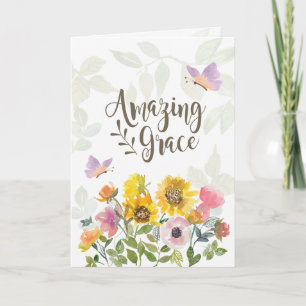 Fantastisk Grace Flowers och Butterflies Scripture Kort