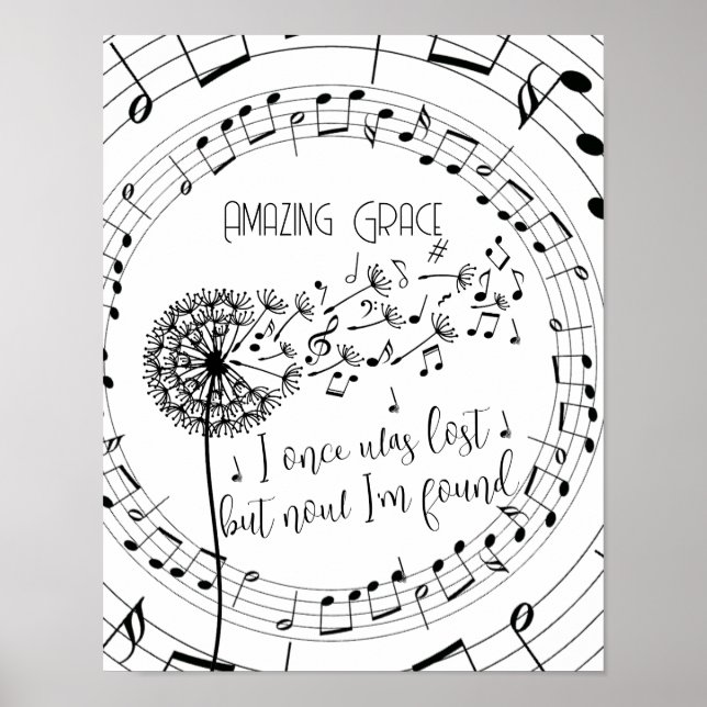 Fantastisk Grace Hymn Dandelion Christian Poster (Framsidan)