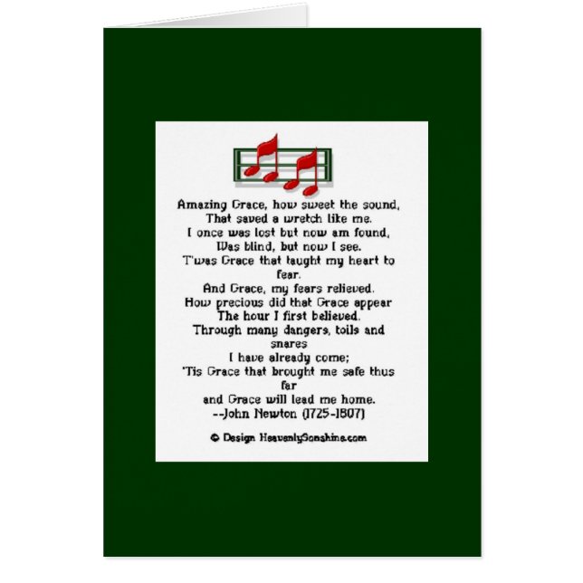 Fantastisk Grace Hymn Hälsningskort (Framsidan)