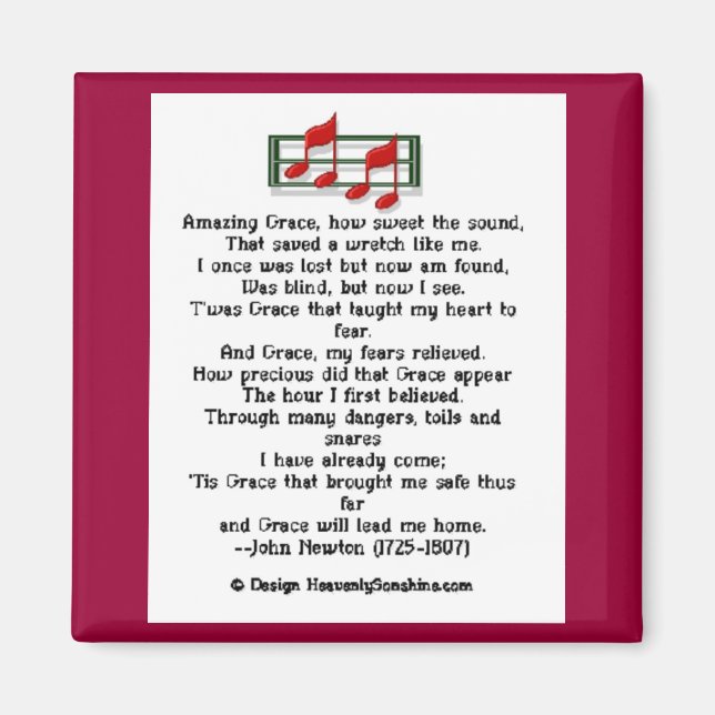 Fantastisk Grace Hymn Magnet (Framsidan)