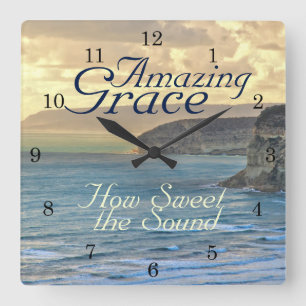 Fantastisk Grace Hymn Ocean Sunset Fyrkantig Klocka