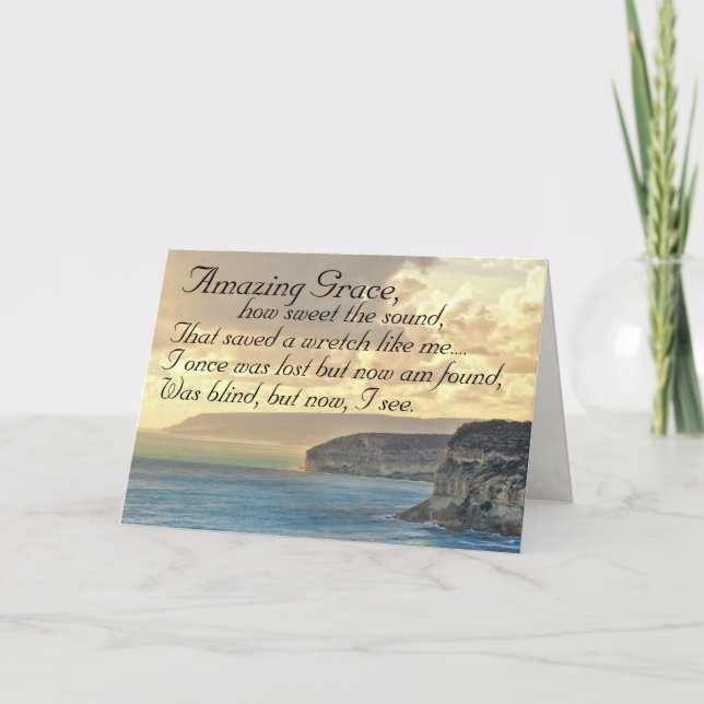 Fantastisk Grace Hymn Ocean Sunset Greeting Card Kort (Framsida)
