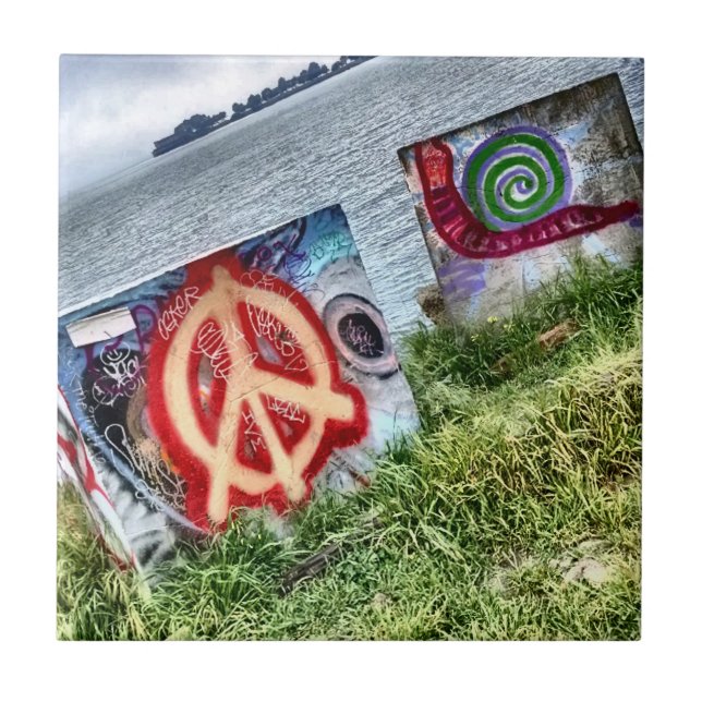 Fantastisk Graffiti Art i Berkeley California Kakelplatta (Framsidan)