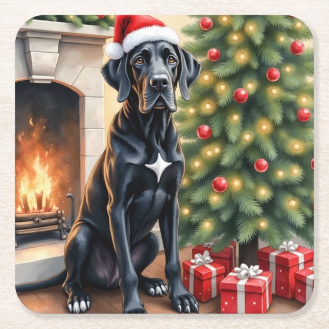 Fantastisk Grand Danois jul  Underlägg Papper Kvadrat (Framsidan)