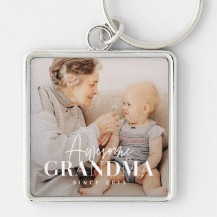 Fantastisk Grandma sedan 20XX Simple Elegant Photo Fyrkantig Silverfärgad Nyckelring