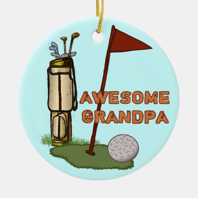Fantastisk Grandpa Golf Julgransprydnad Keramik (Framsidan)