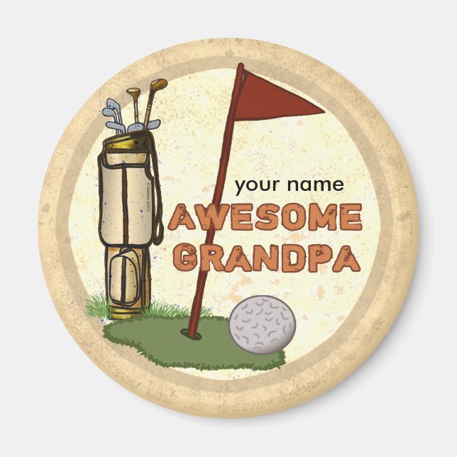 Fantastisk Grandpa Golf magnet (Framsidan)