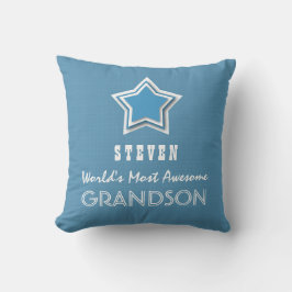 Fantastisk GRANDSON Blue White Star och Namn D47 Kudde